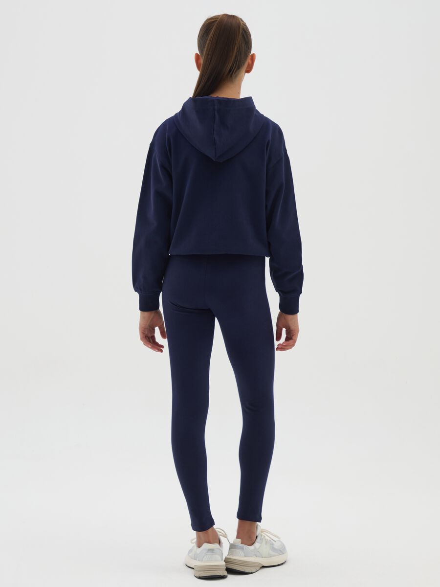Girls' Blue Cotton Skinny Fit Leggings_2