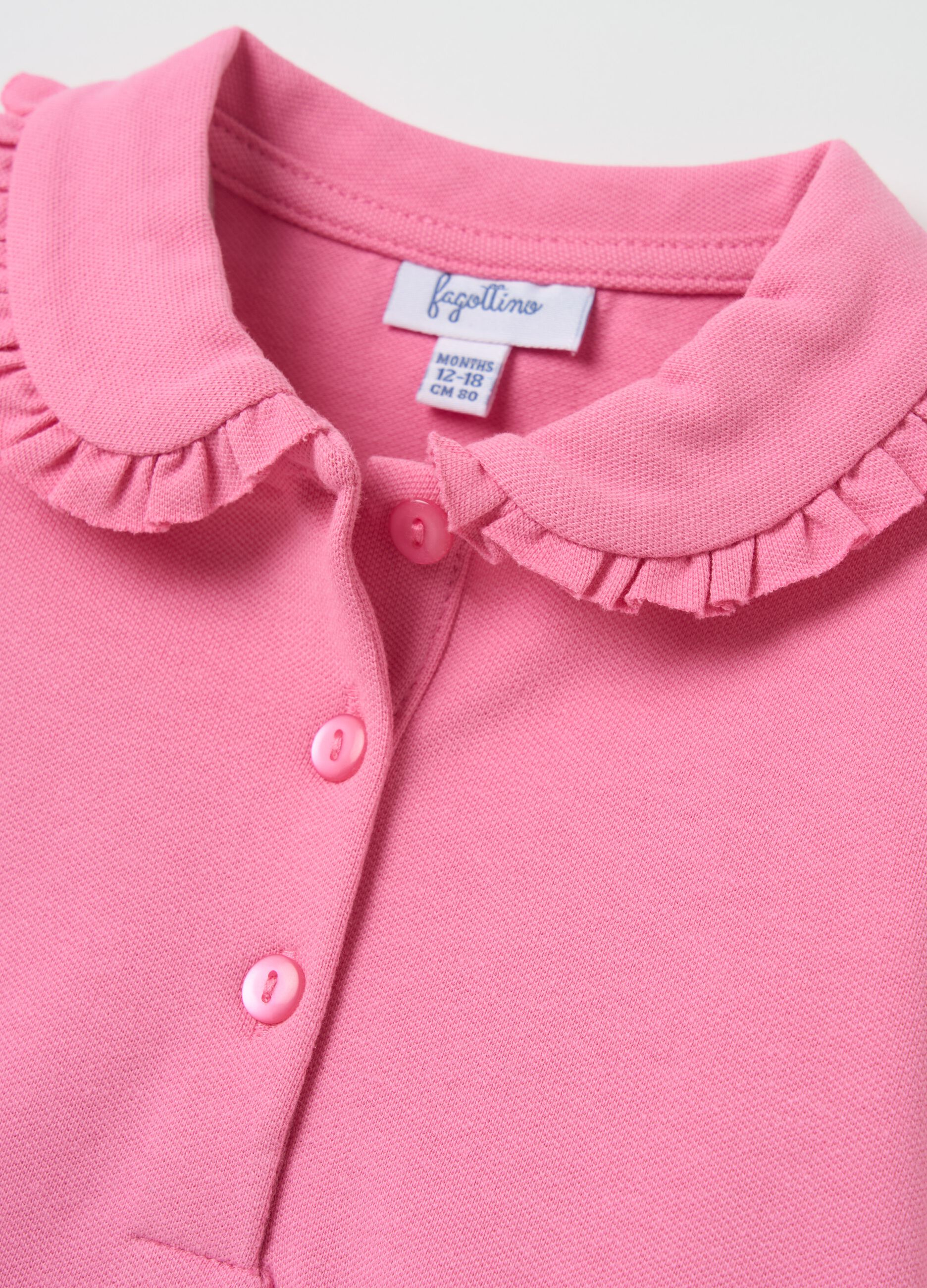 Long-sleeved polo shirt with frills