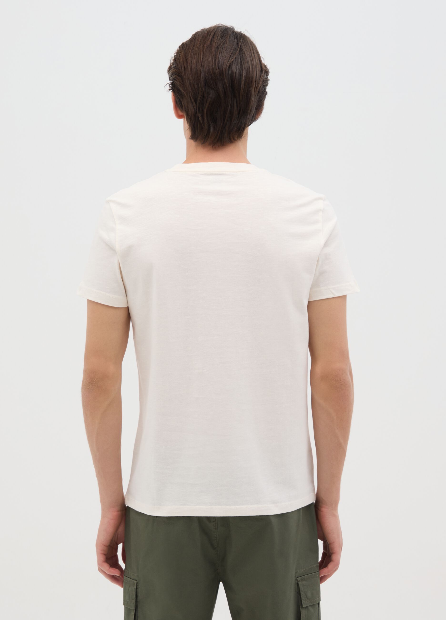Men's white cotton fitted T-shirt