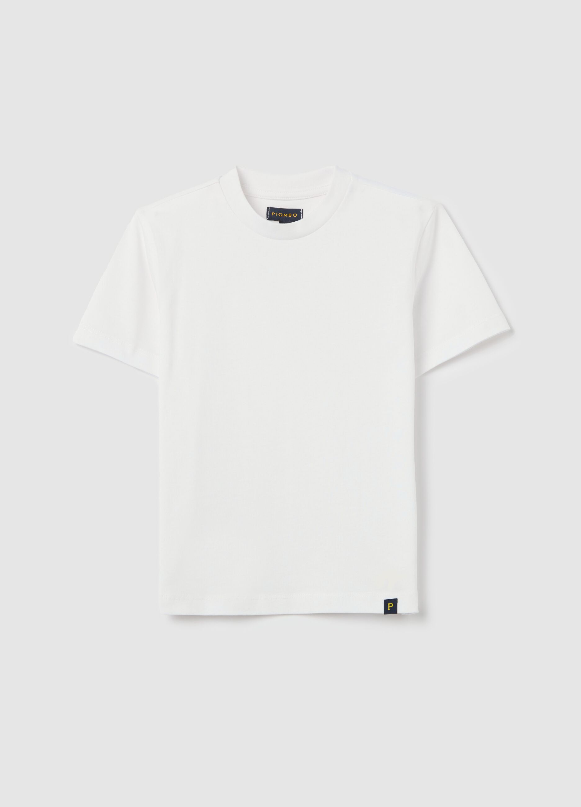White cotton T-shirt with round neck