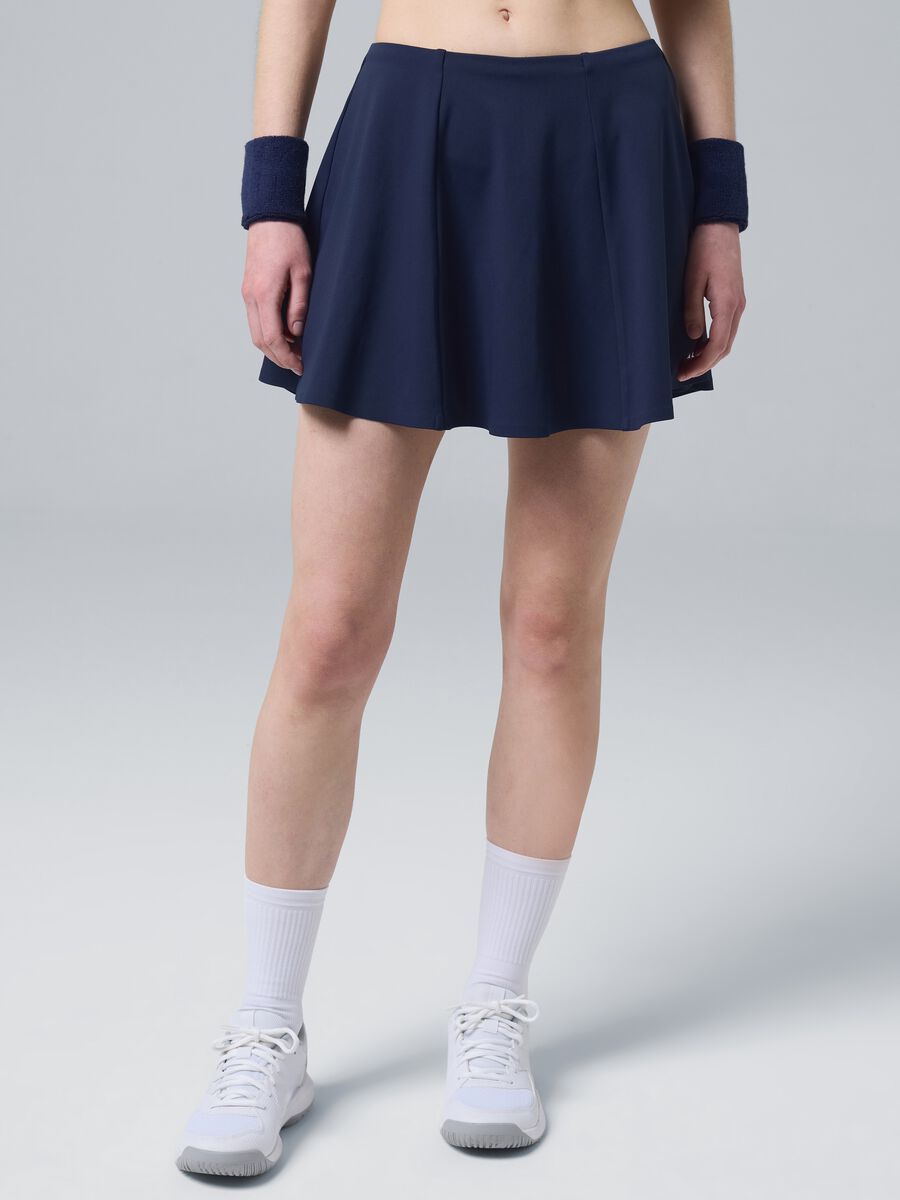 ALTAVIA COURT blue sports skirt in stretch technical fabric with integrated shorts_1