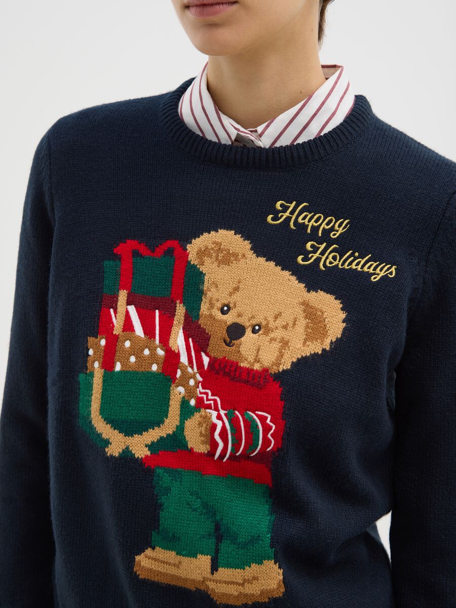 Blue Christmas Crew Neck Jumper Regular Fit_3