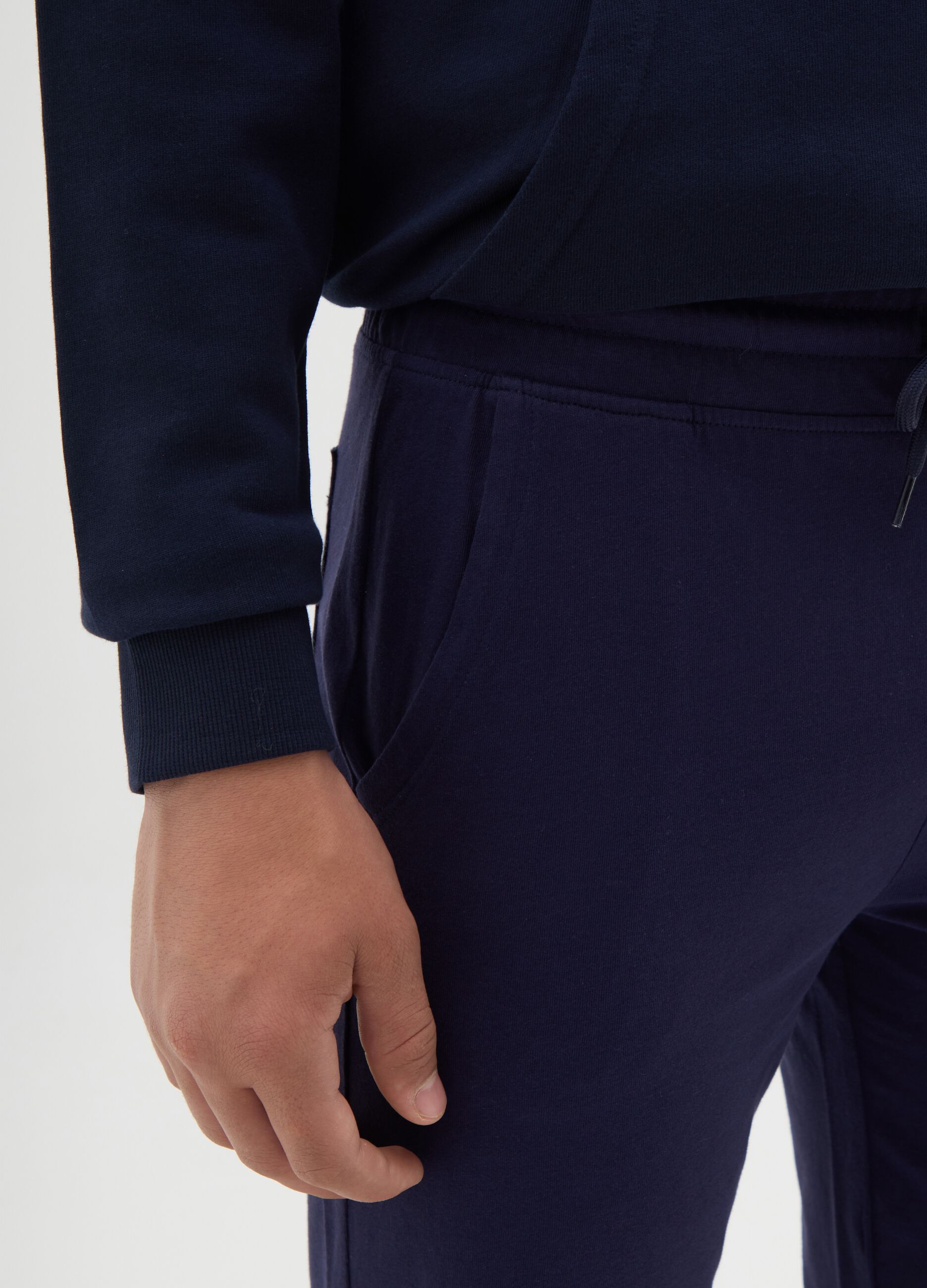 Bermuda jogger blu in cotone con coulisse