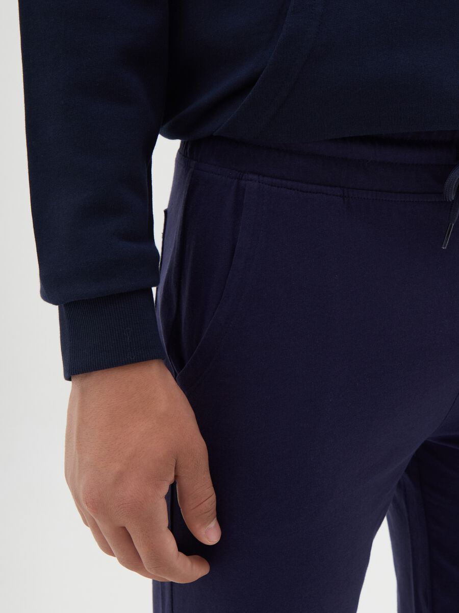 Blue Bermuda joggers in cotton with drawstring_1