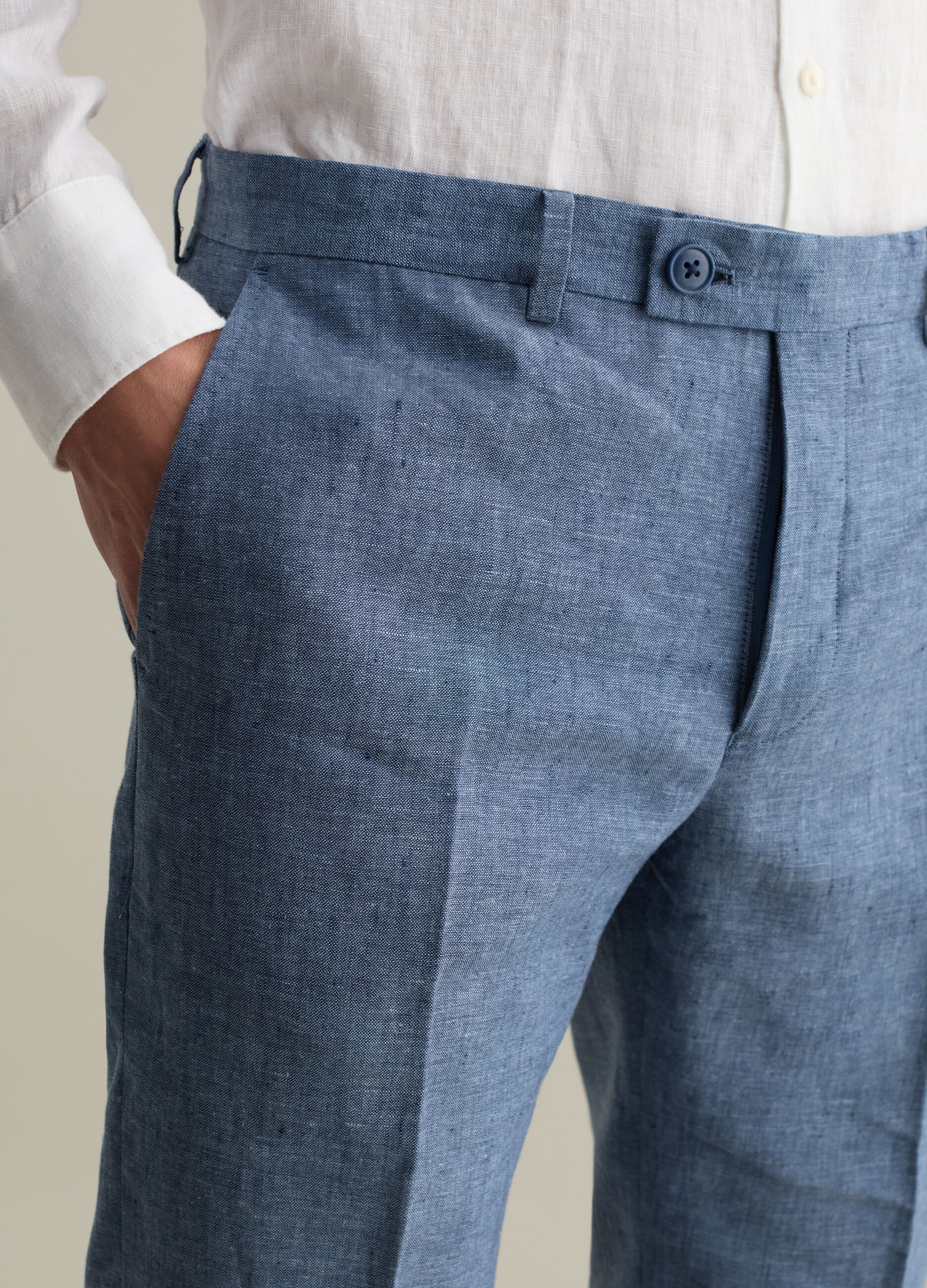 Contemporary slim-fit trousers in linen