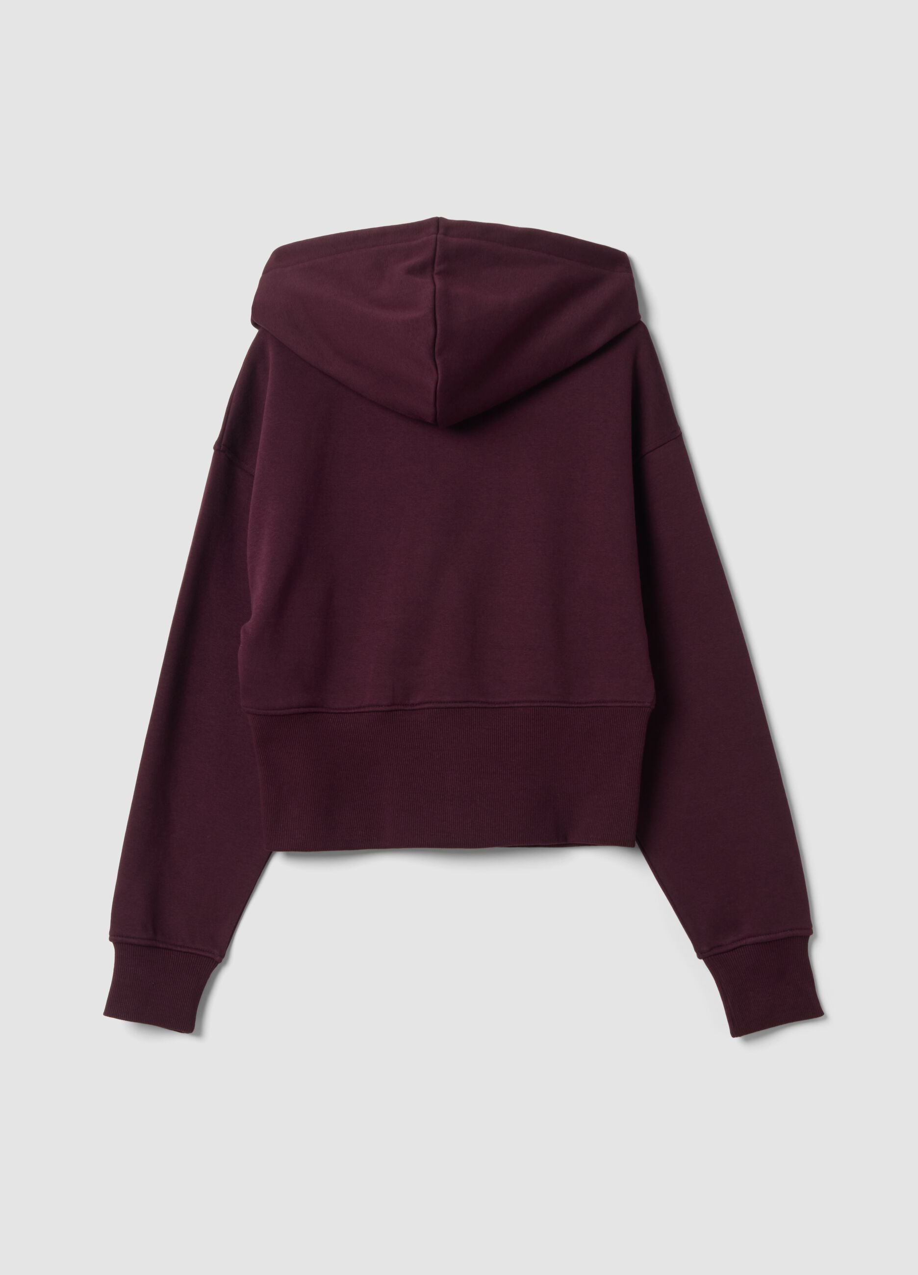 Felpa viola in misto cotone con cappuccio fitted