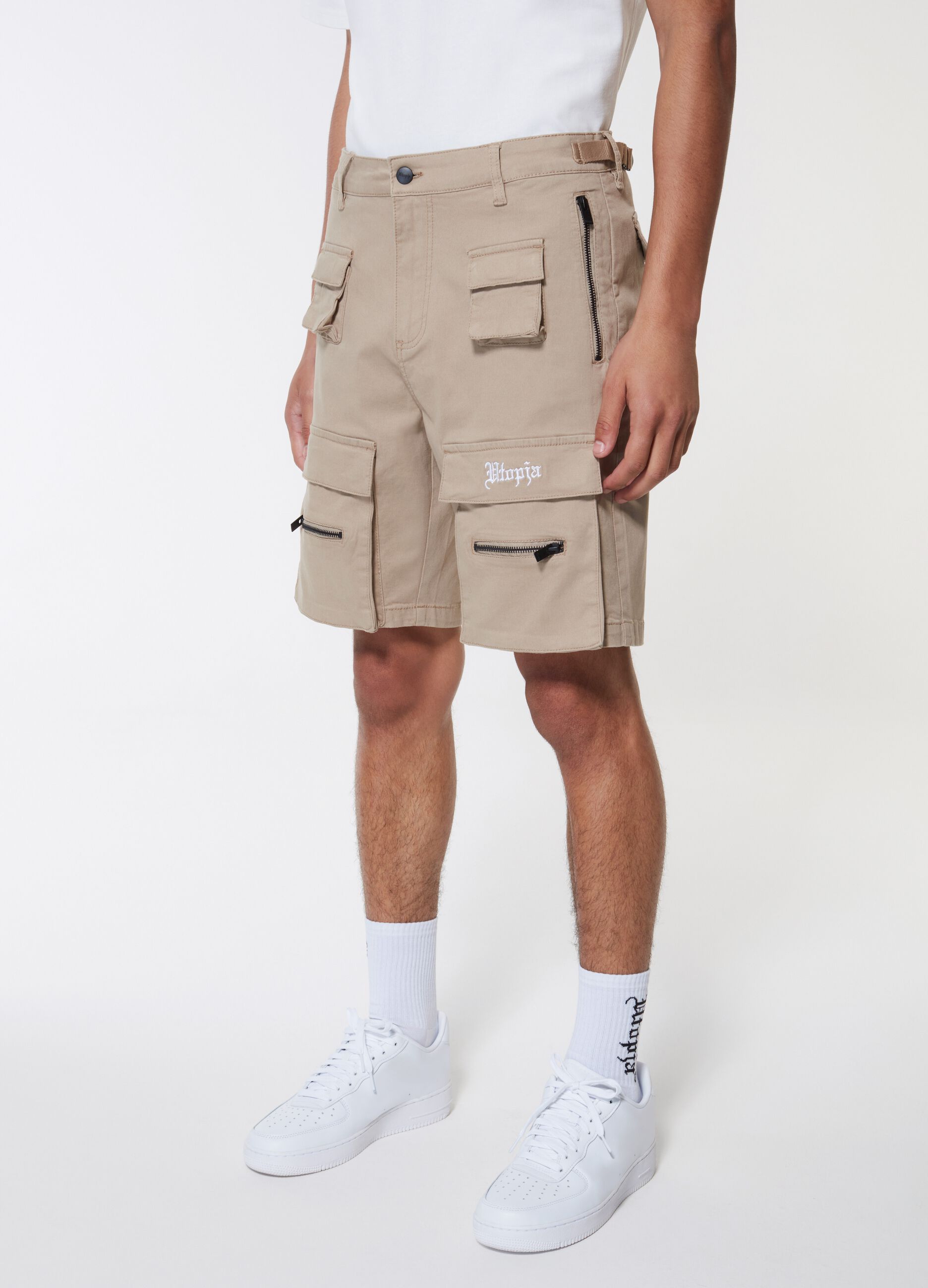 Multi Pocket Cargo Shorts Sand_1