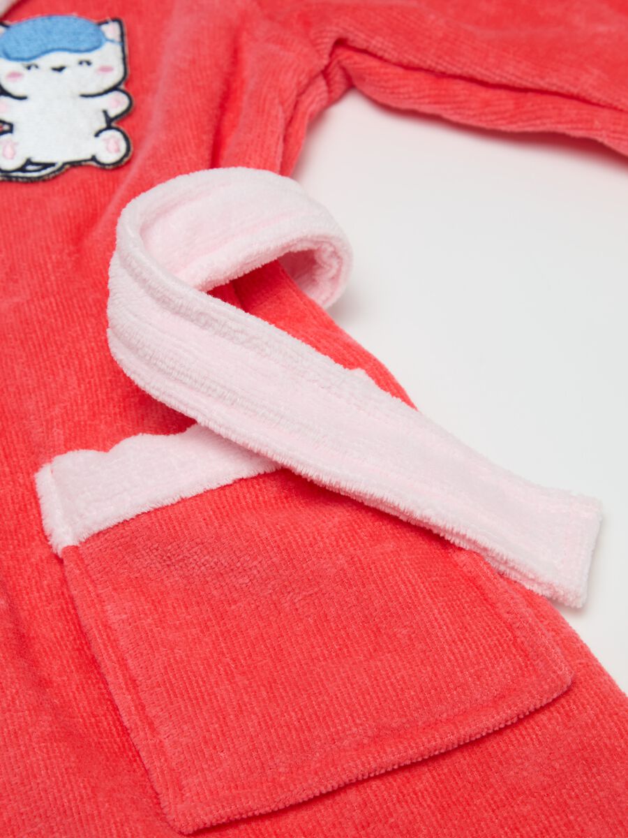 Cotton bathrobe with kitten embroidery_2