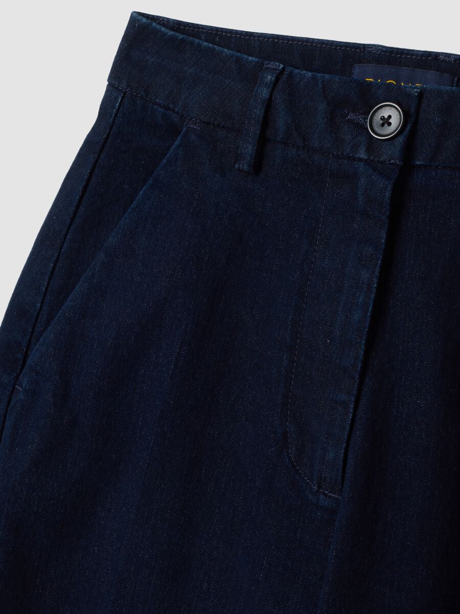 Jeans blu wide leg in cotone elasticizzato_5