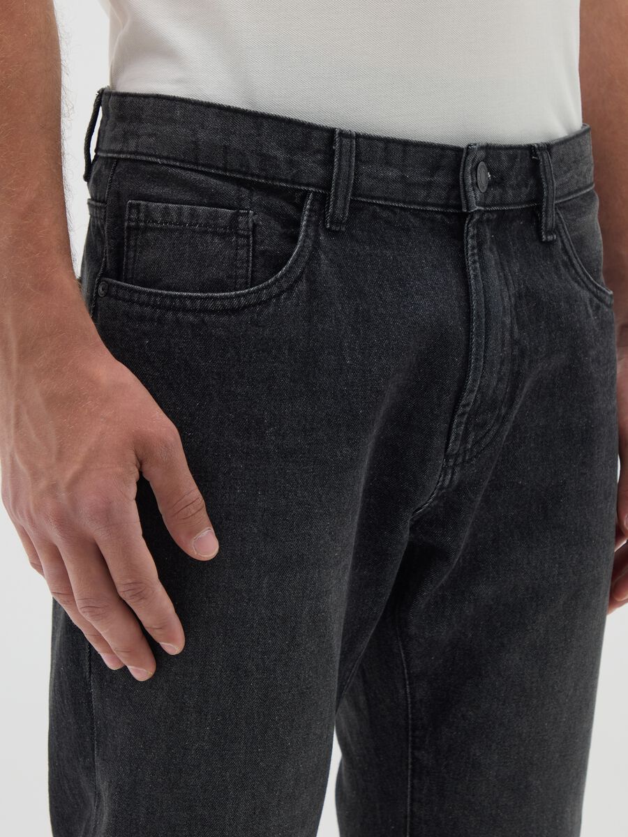 Black Pure Cotton Jeans Regular Fit_2