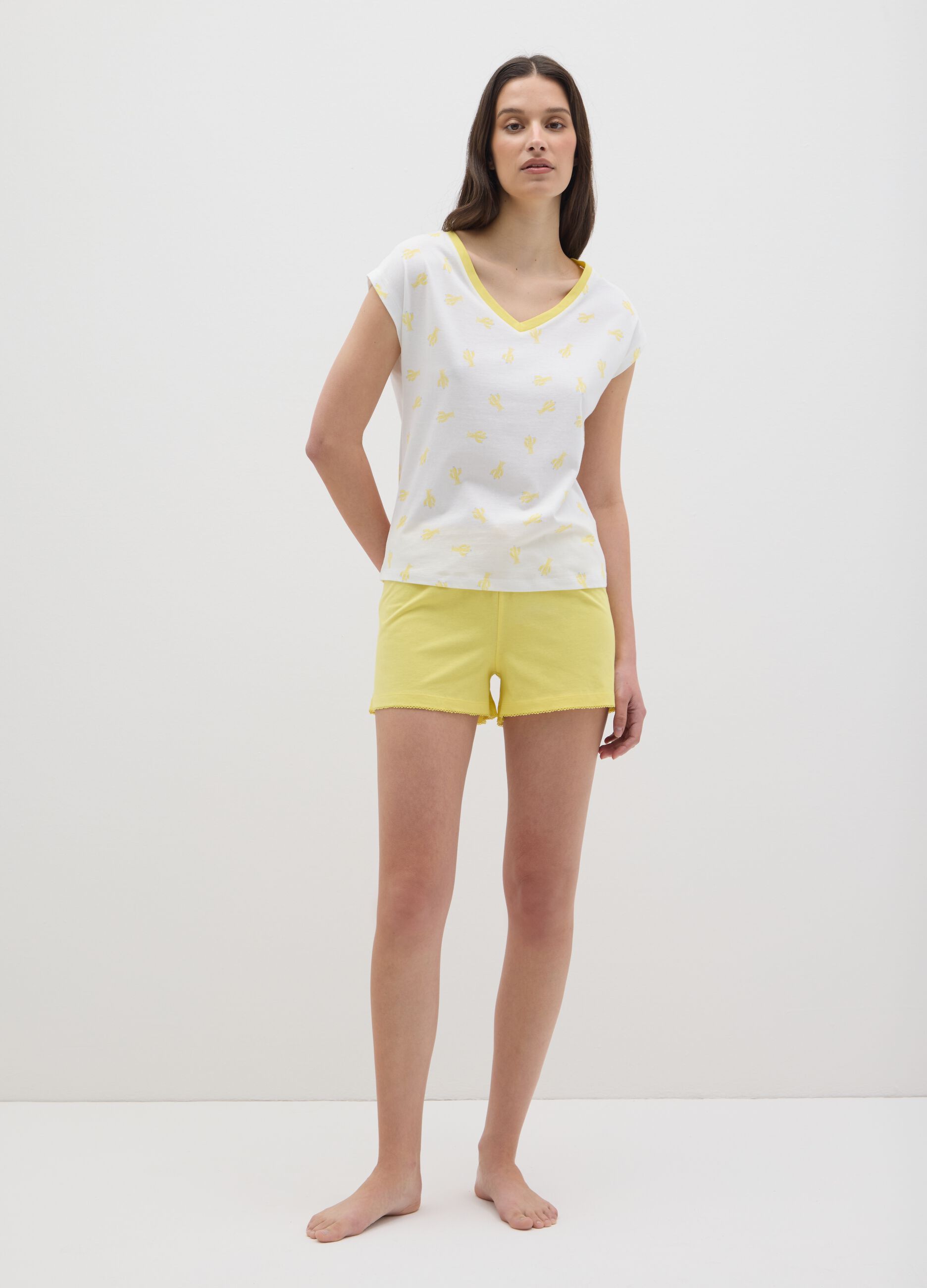 Completo pigiama da donna in puro cotone multicolor regular fit