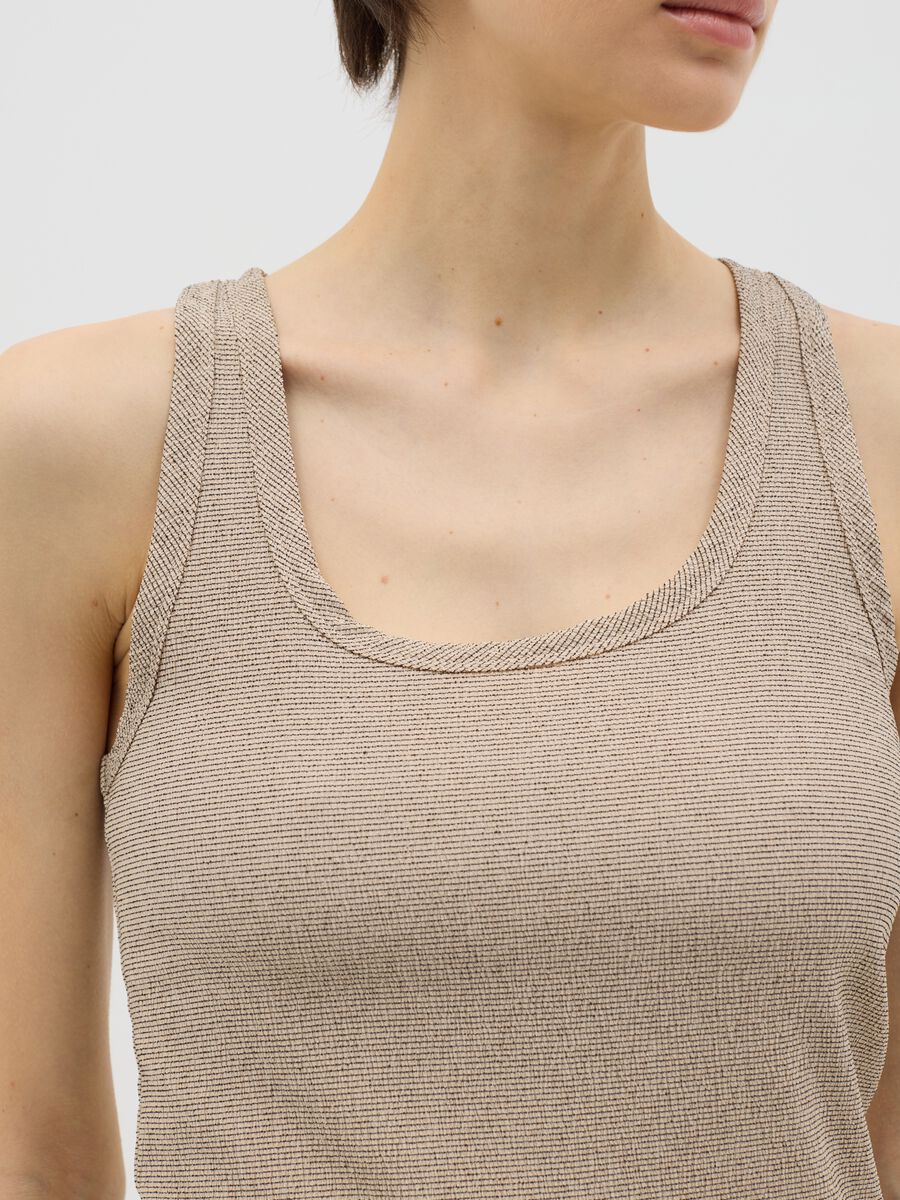 Beige tank top in stretch fabric_2