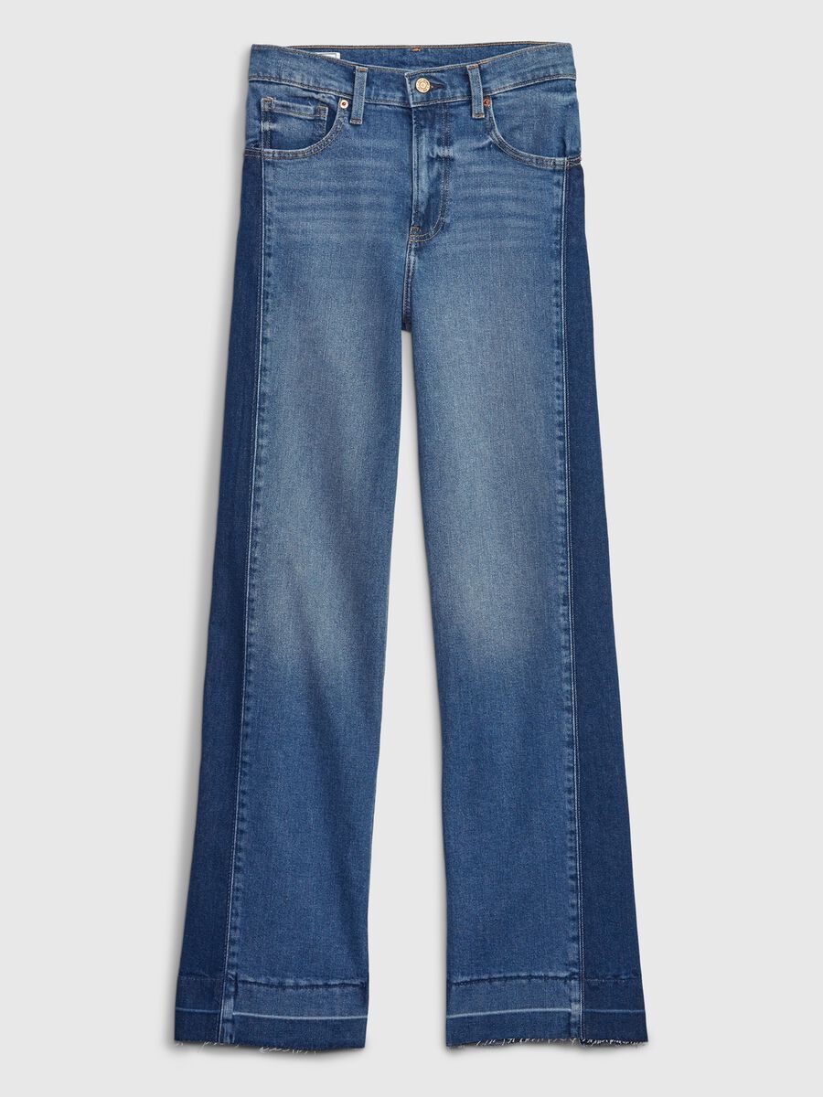 Two-tone, wide-leg jeans with high waist_5