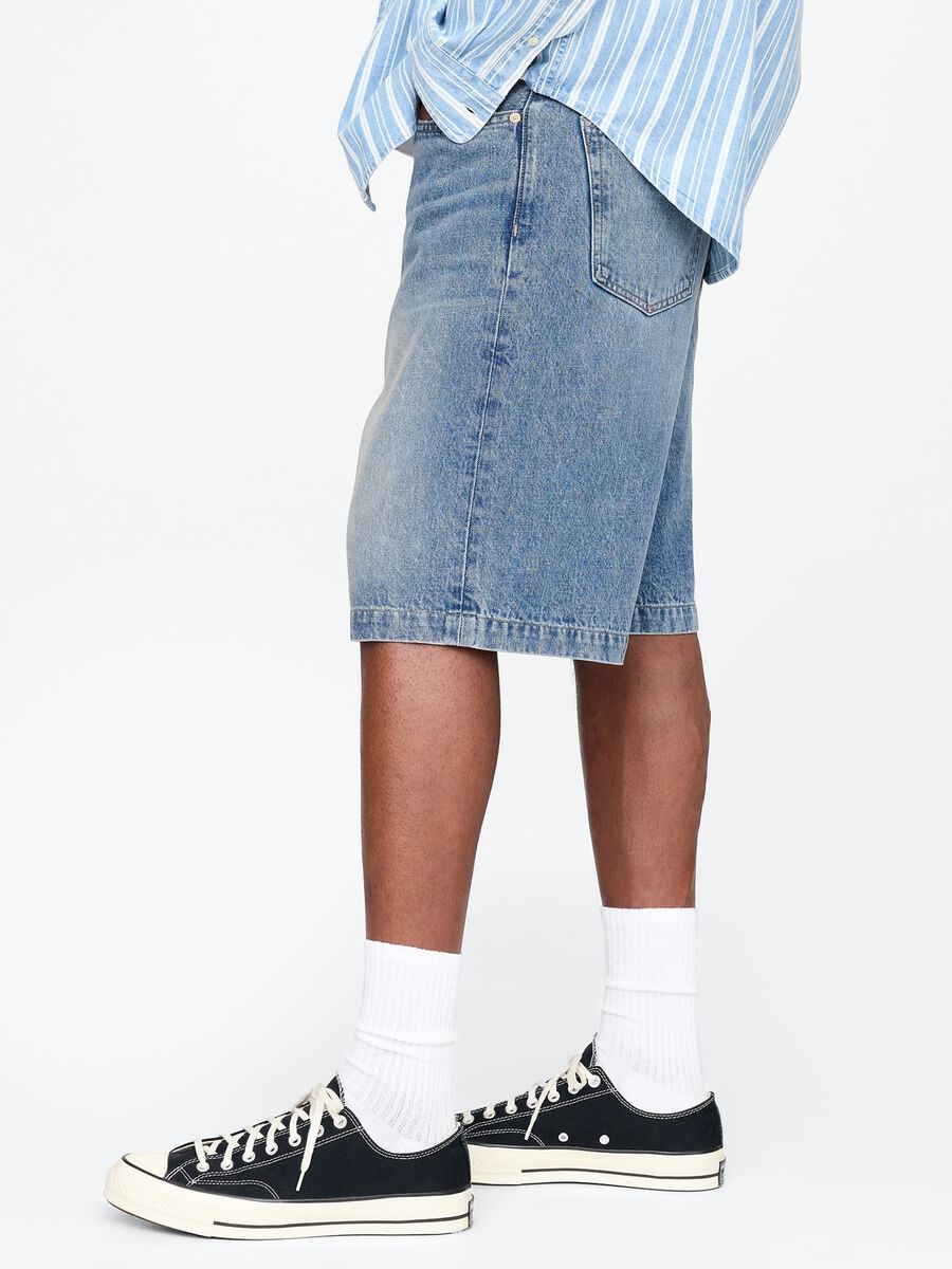 Denim Bermuda Shorts with Washed Effect_3