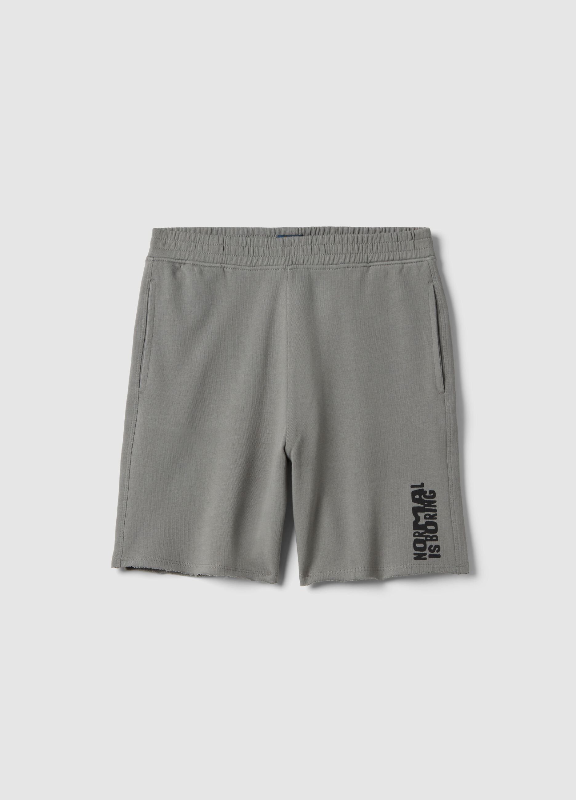 Oversize fit grey pure cotton shorts for boys