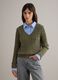 Green pure cotton regular fit pullover with cable knit_2