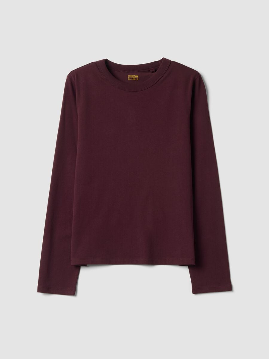 T-shirt viola in jersey di puro cotone a maniche lunghe regular fit_4