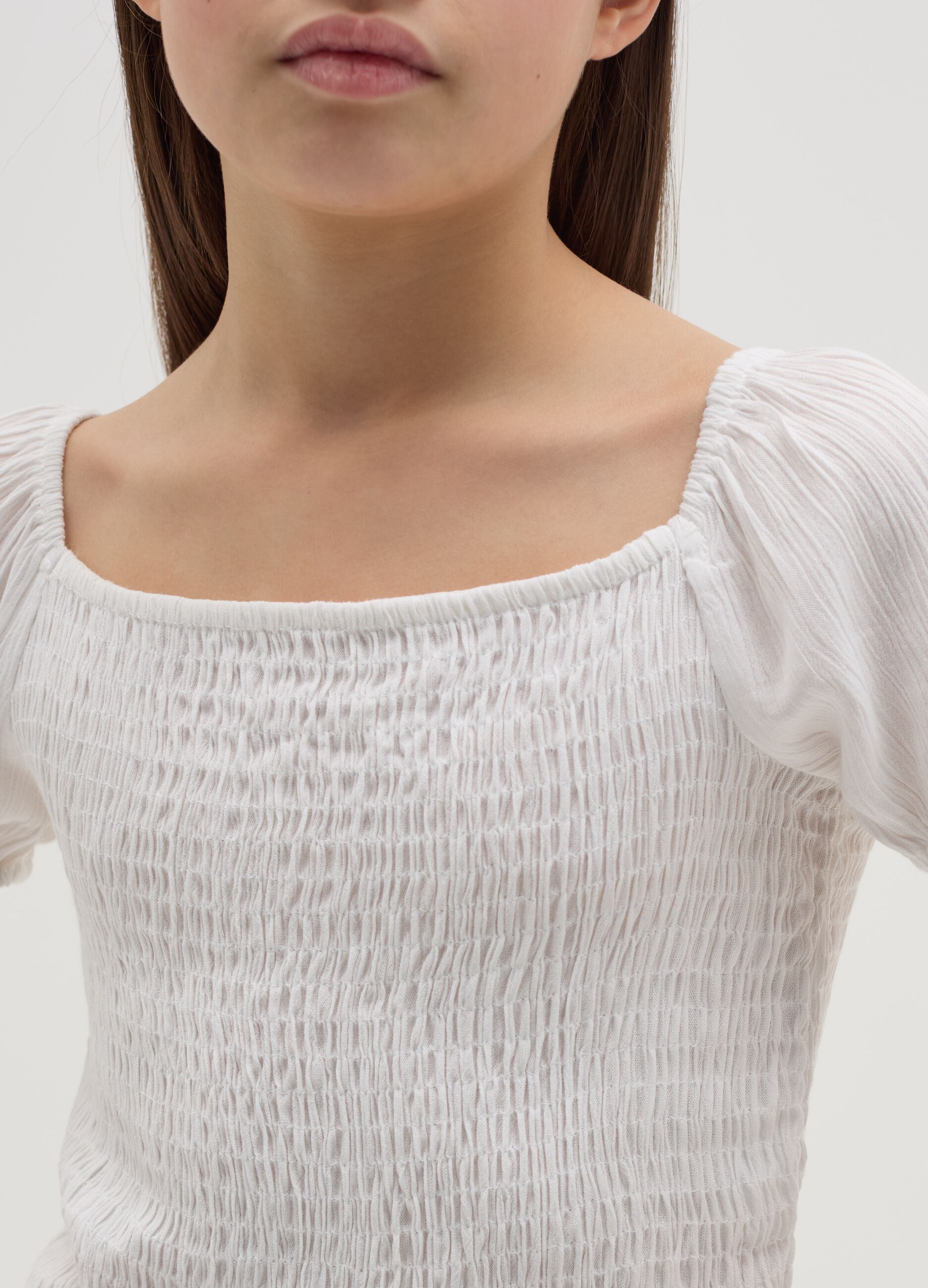 Crêpe blouse with shirring