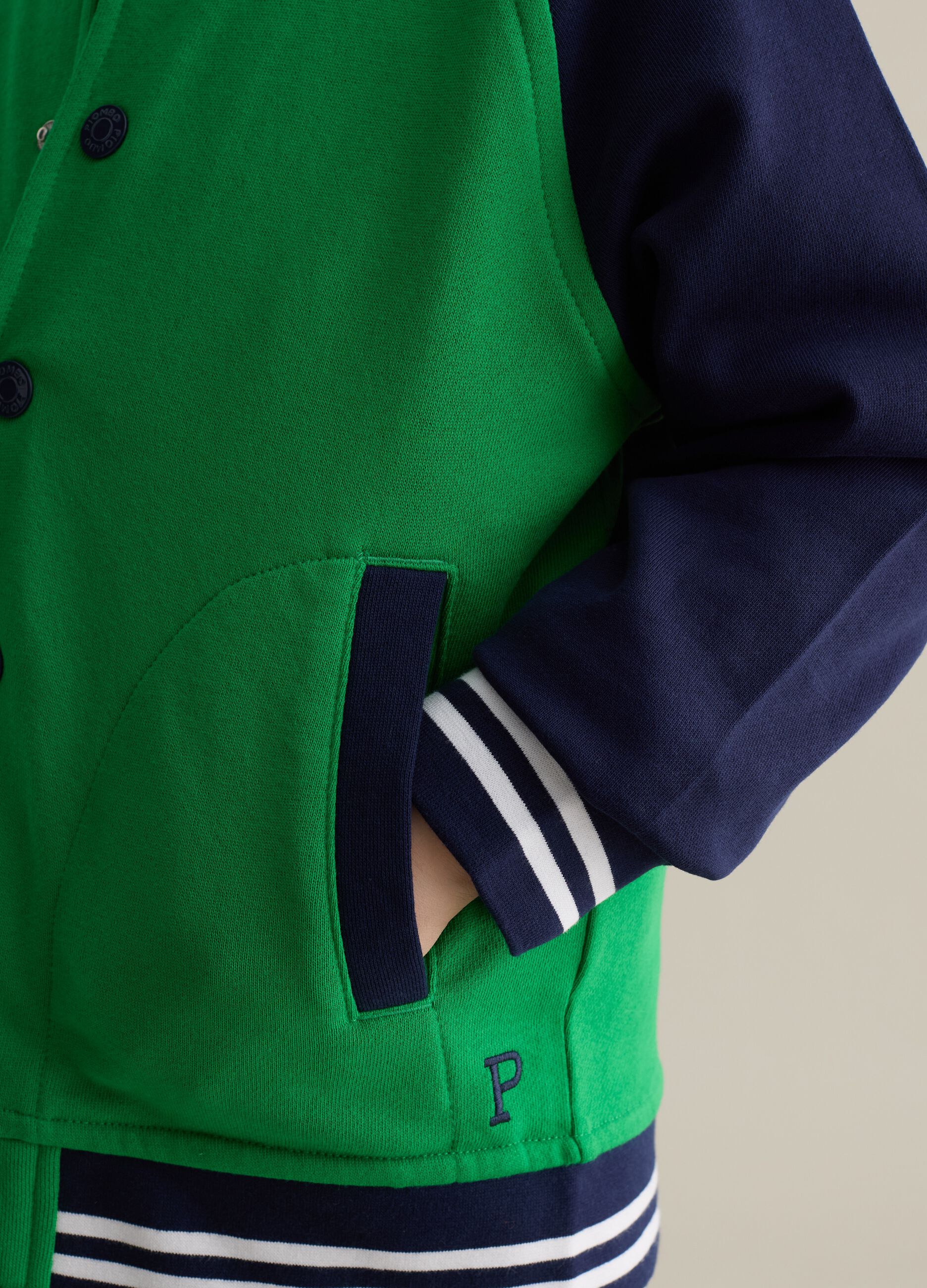 Varsity sweatshirt in two-tone cotton