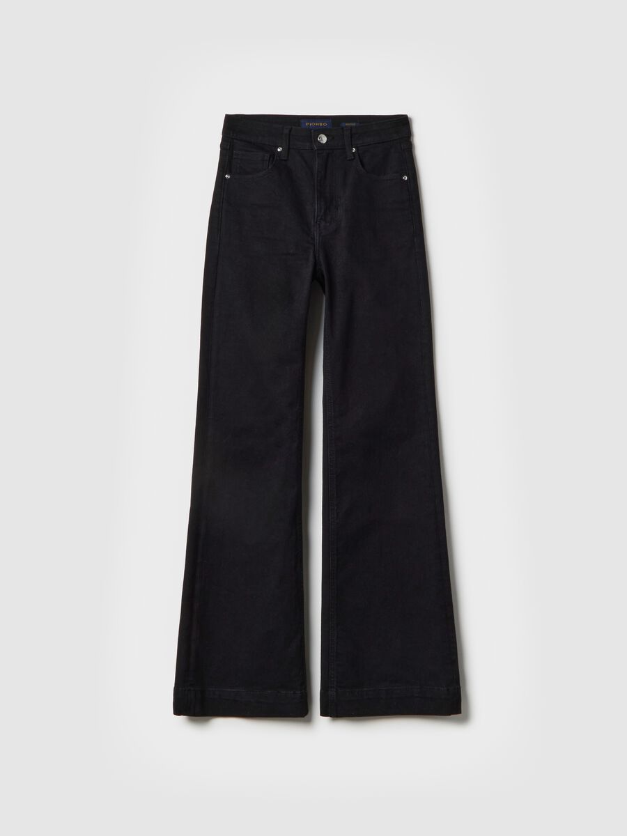 Black stretch cotton bootcut jeans_4