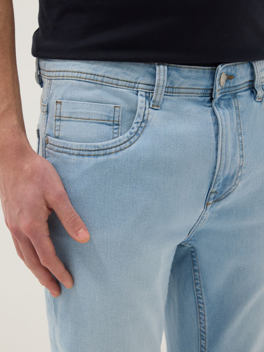 Super skinny light blue cotton blend jeans_3