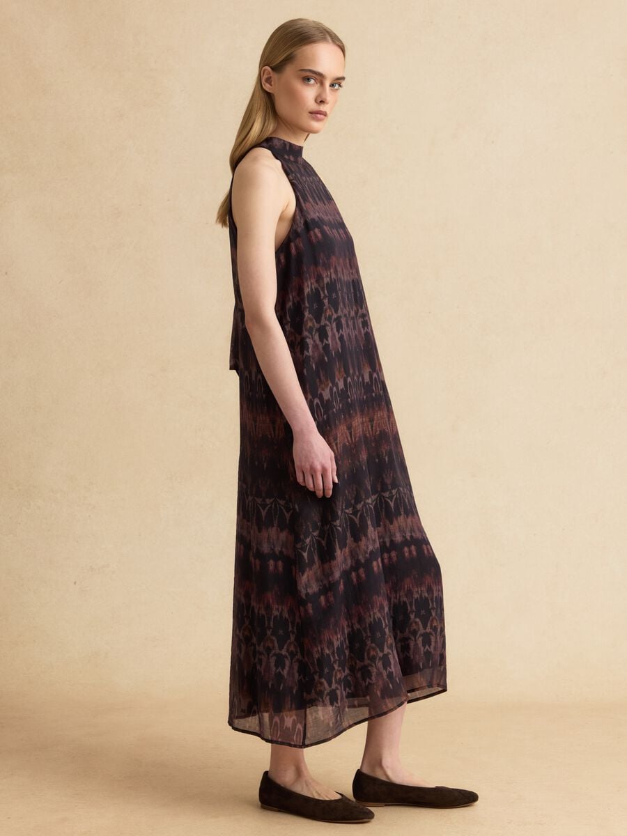 Abito maxi nero e marrone in misto lyocell regular fit con fantasia_2