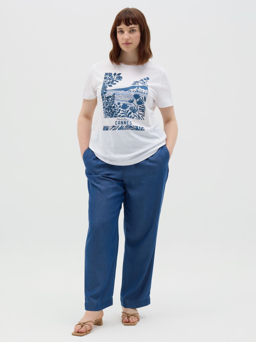 T-shirt da donna in puro cotone multicolor regular fit con stampa_1