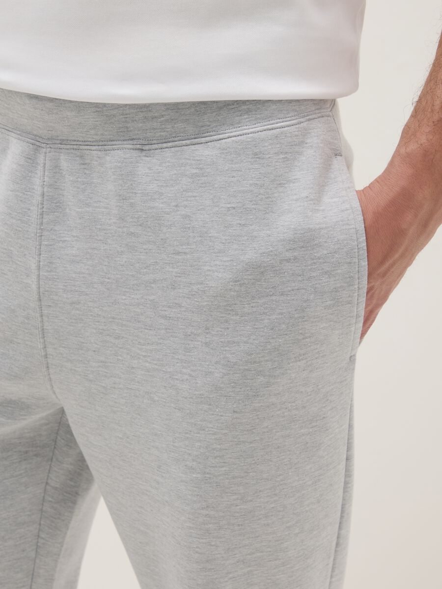 Grey Regular Fit Cotton Blend Jogger Trousers_3