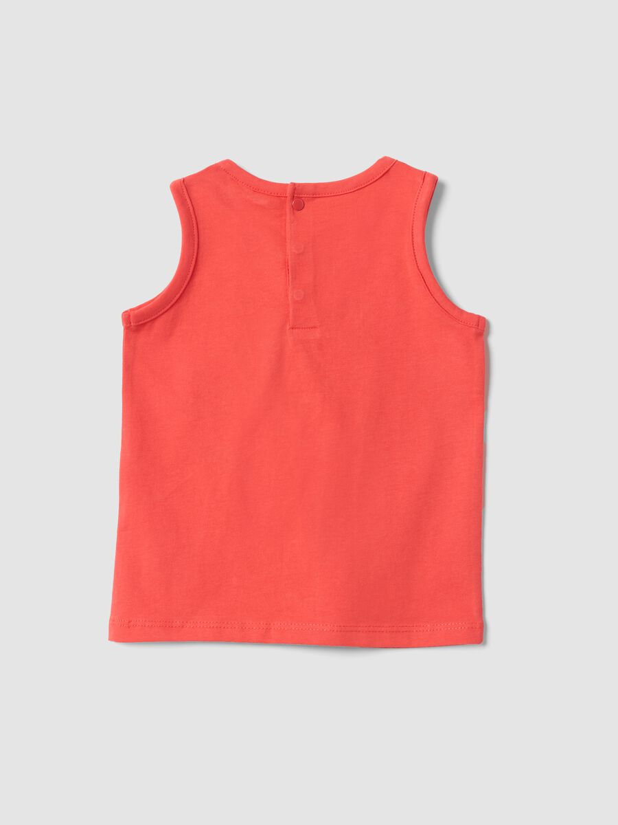 Red pure cotton vest top with print_1