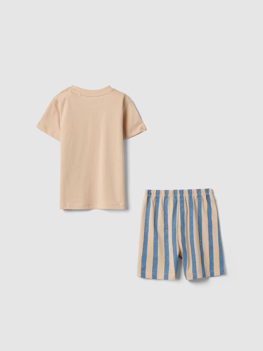 Multicoloured short pyjama in pure cotton for newborns with dinosaurs_1