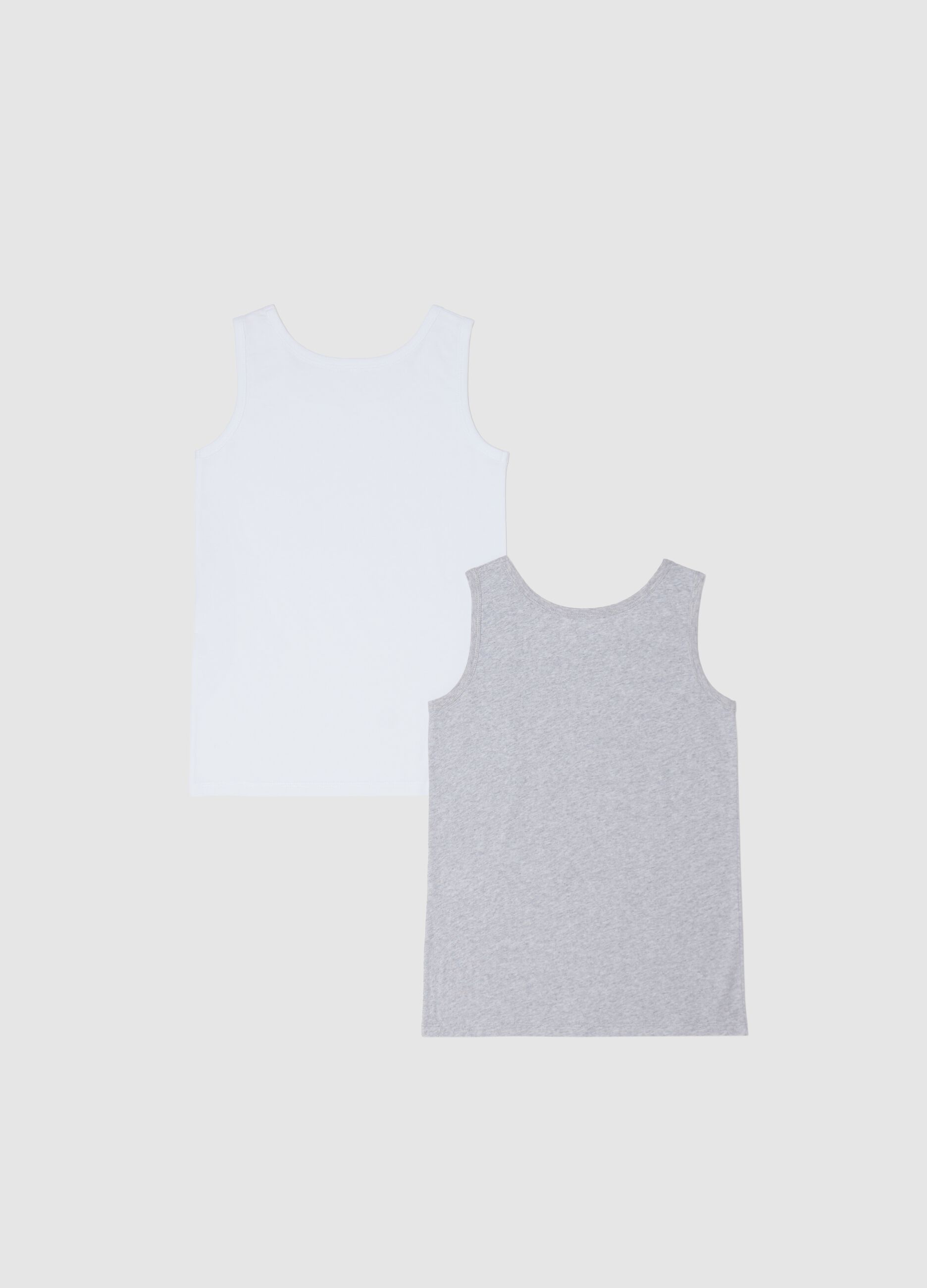 Two-pack white and grey racerback vests in organic cotton