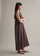Long brown cotton-blend dress, regular fit_1