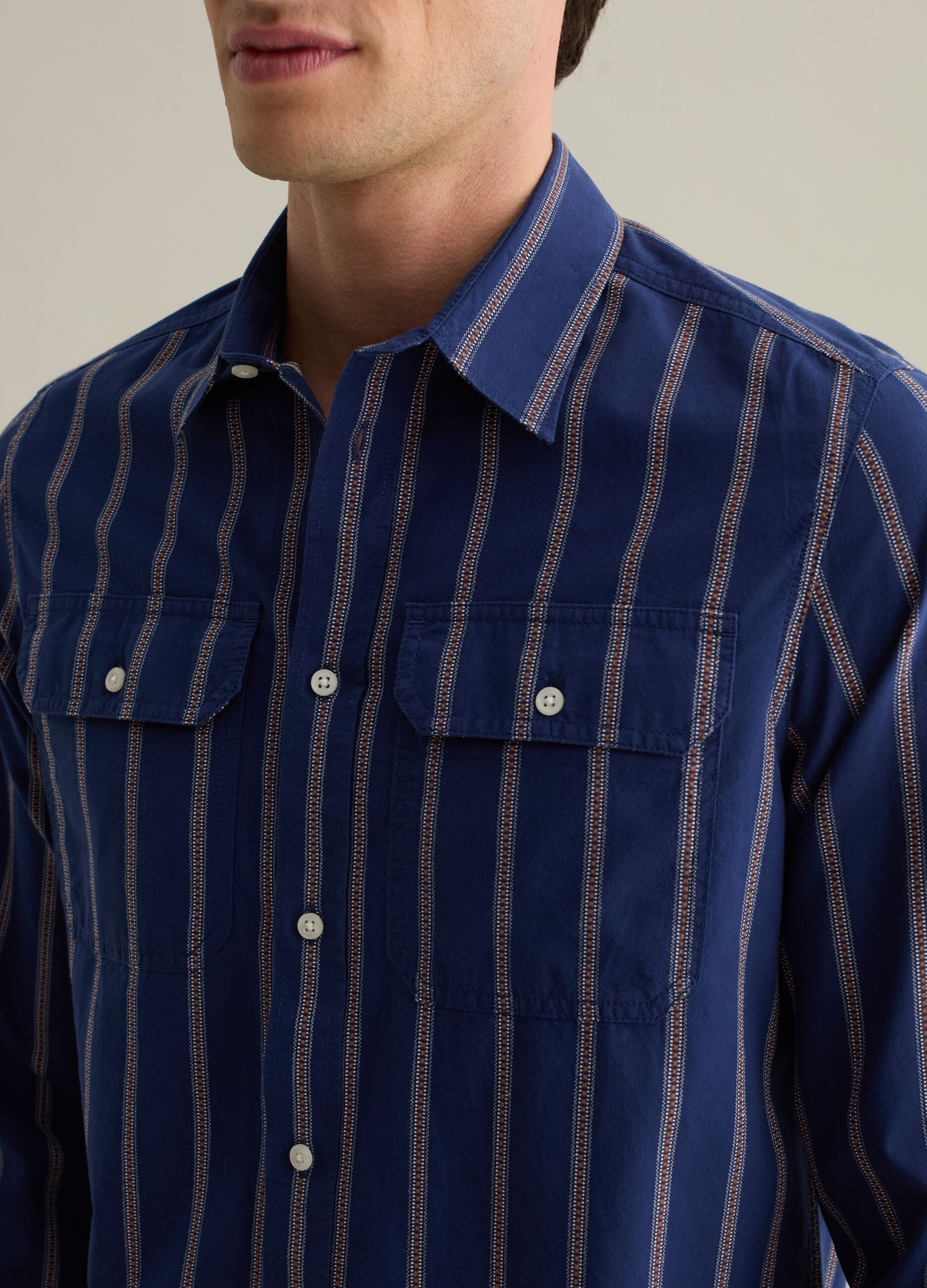 Striped regular-fit shirt with pockets