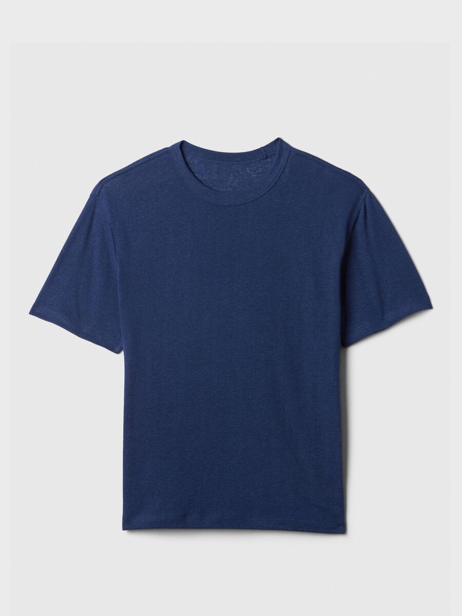 T-shirt girocollo in misto lino_2