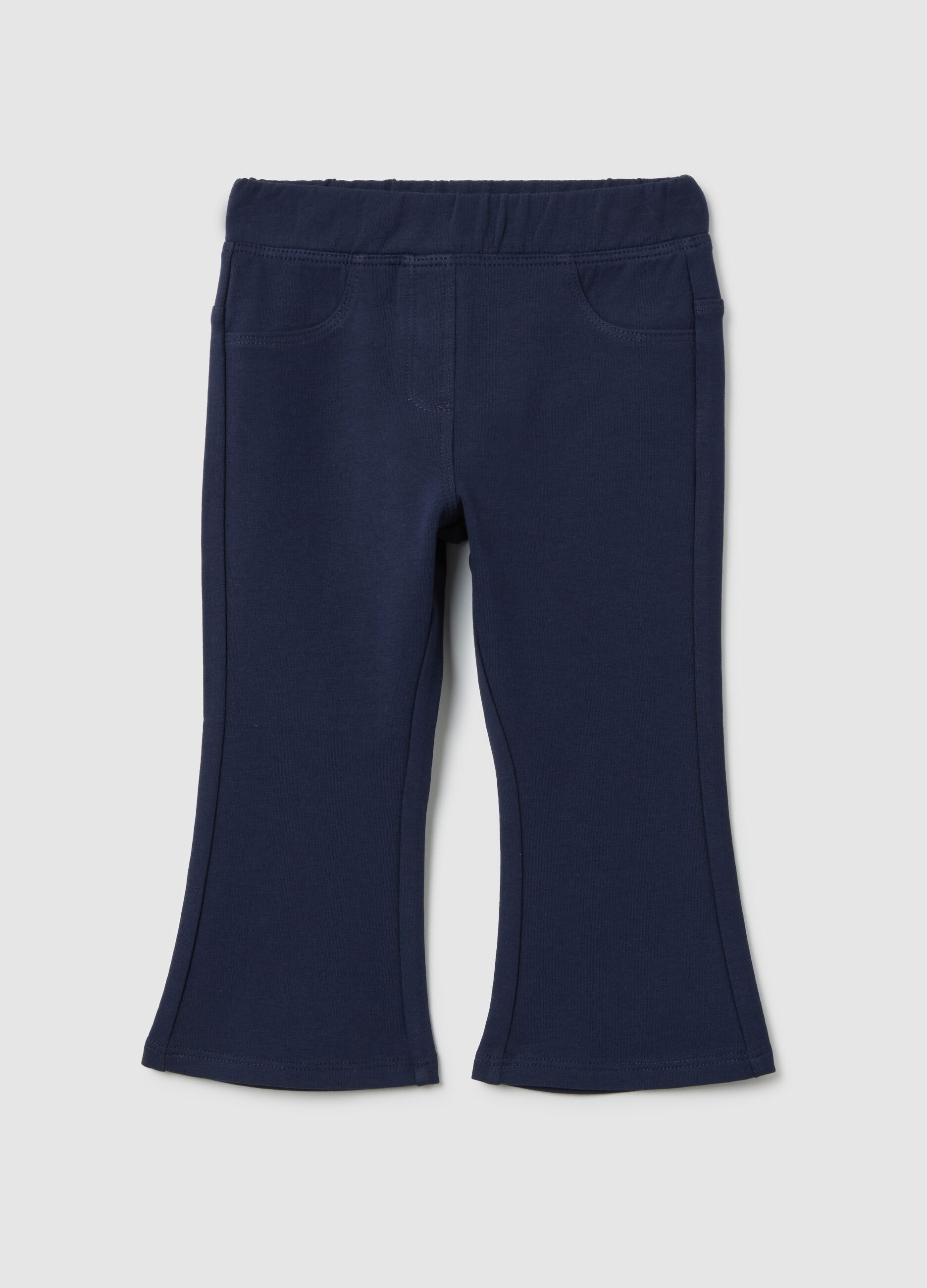 Baby Blue Cotton Flare Fit Trousers