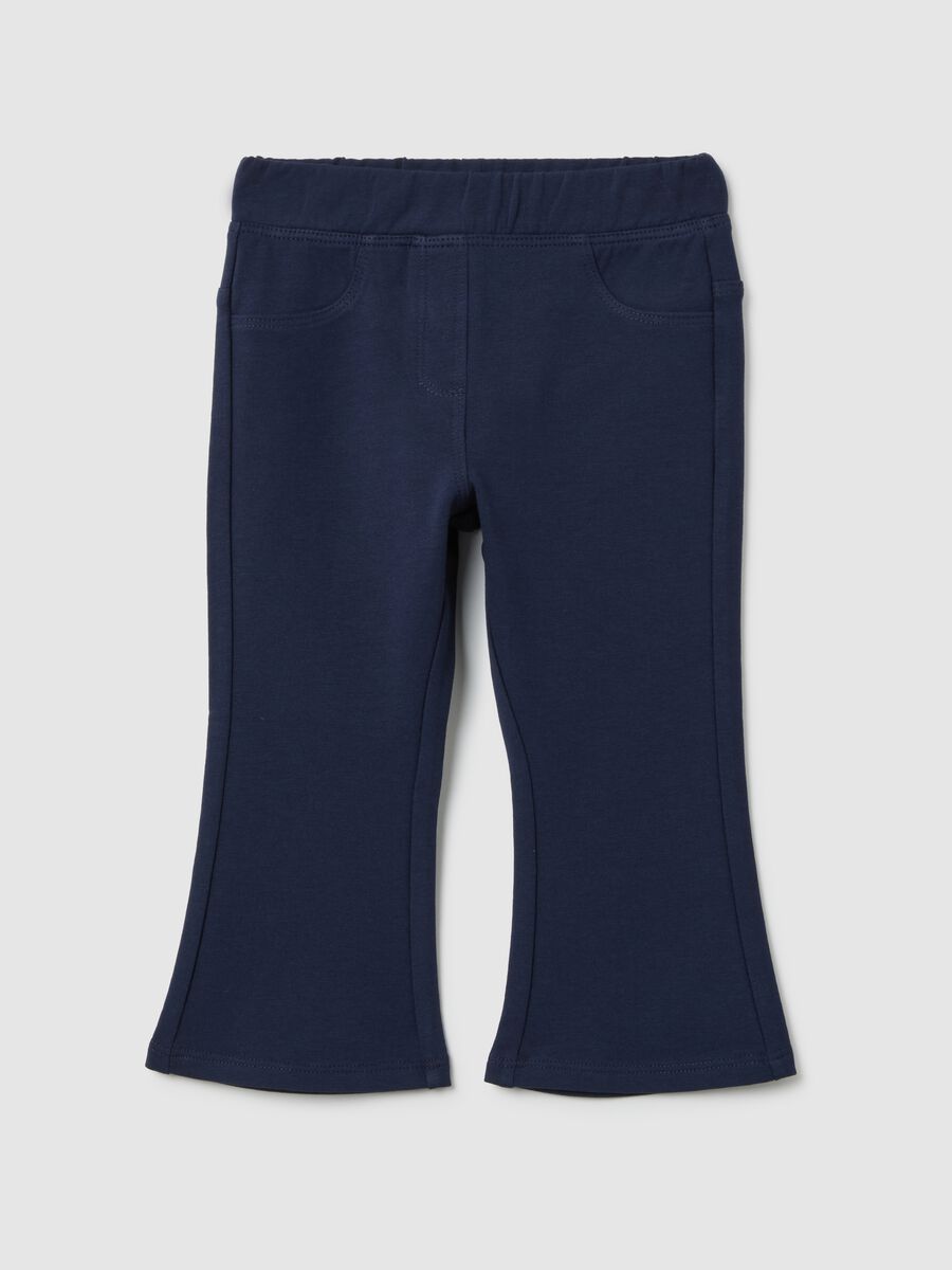 Baby Blue Cotton Flare Fit Trousers_0