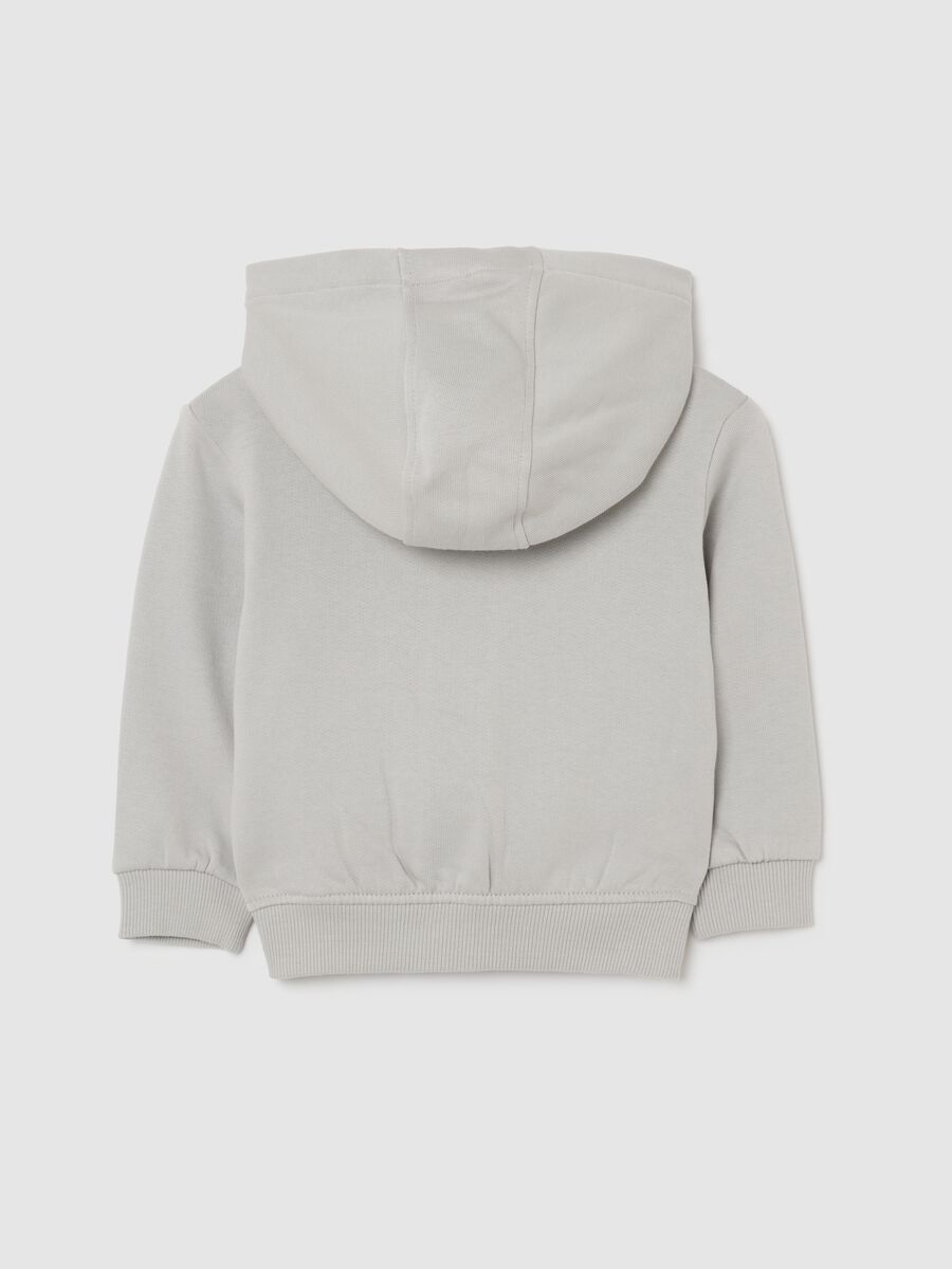 Grey children's sweatshirt in pure cotton regular fit with hood and zip_1