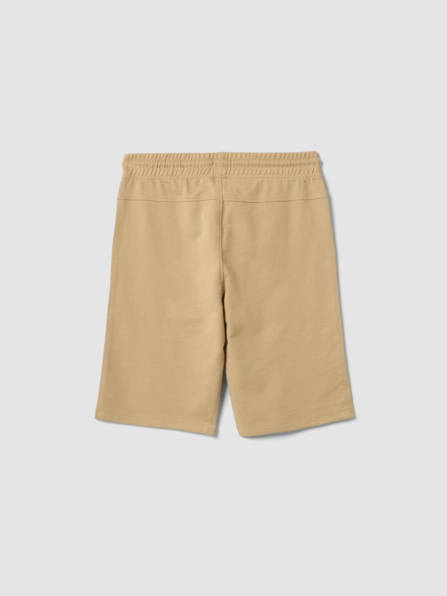 Pantaloni corti in puro cotone beige da ragazzo regular fit_1