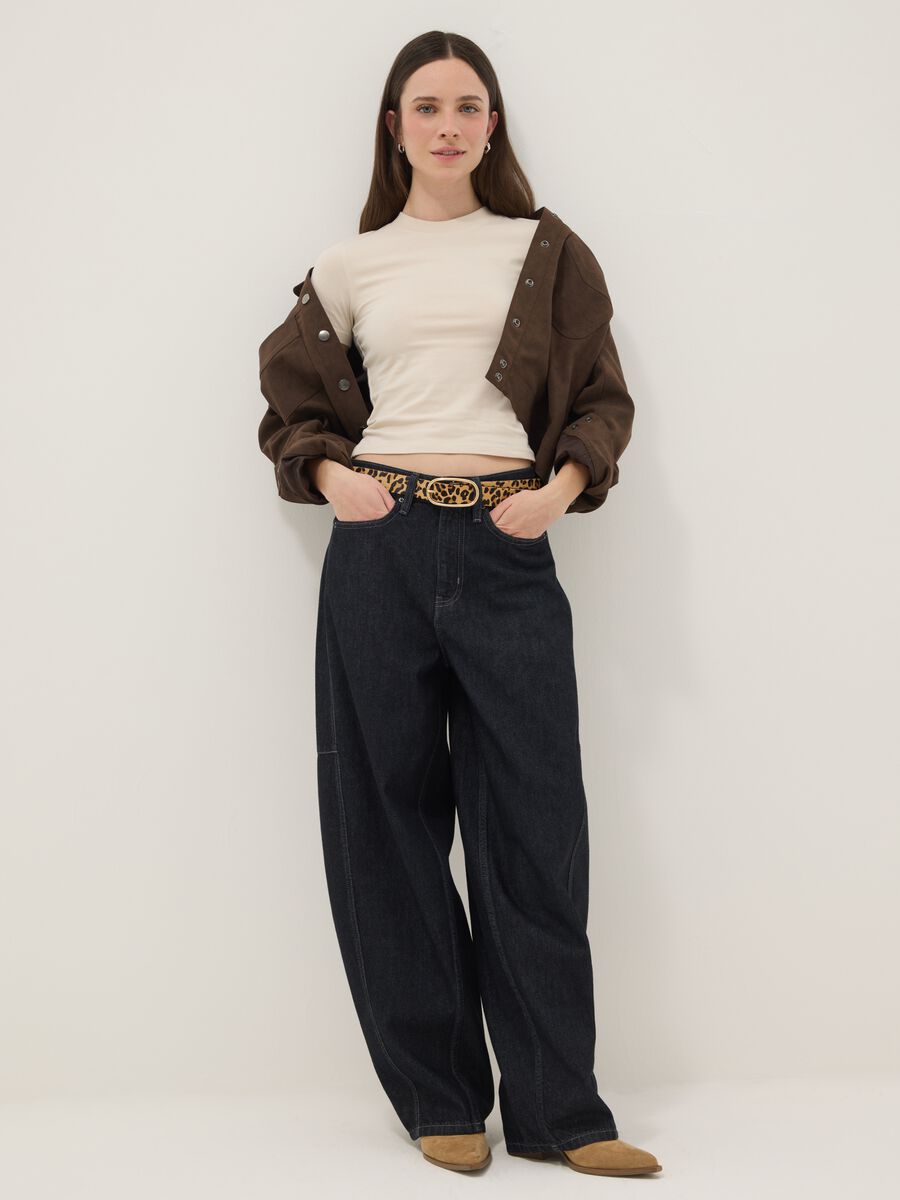 Beige slim fit stretch cotton t-shirt_2