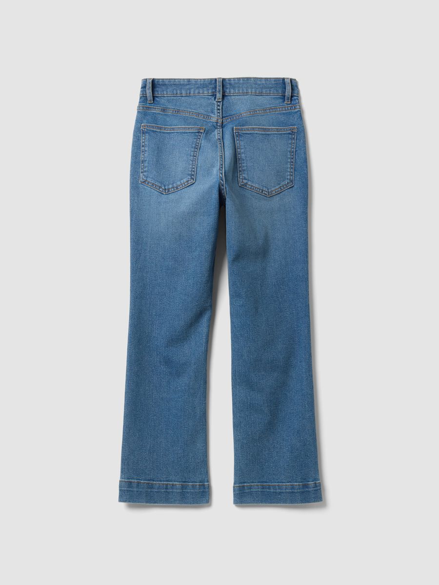 Light blue cropped slim-fit stretch denim jeans in cotton and viscose_6