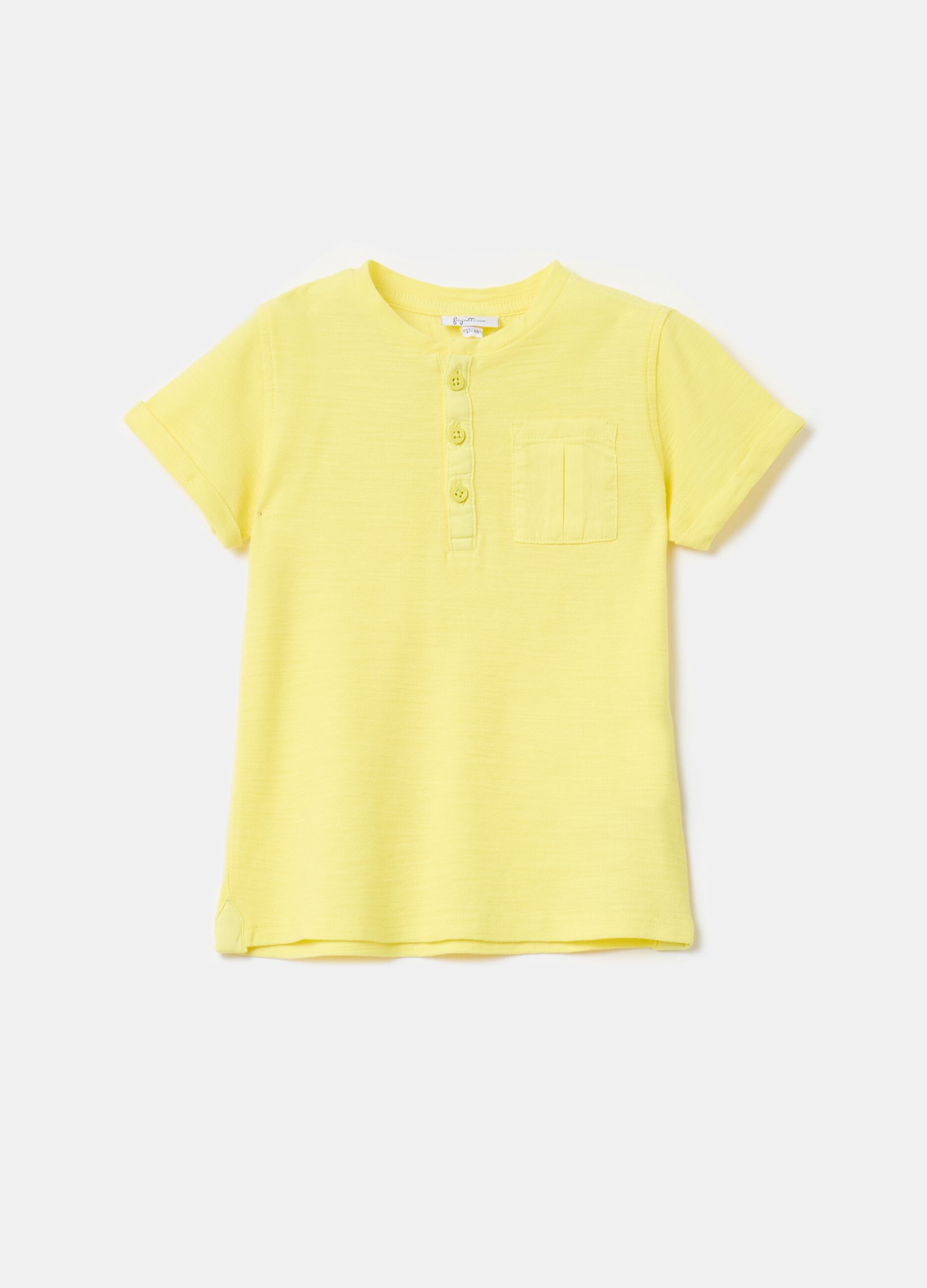 Textured cotton T-shirt with pocket