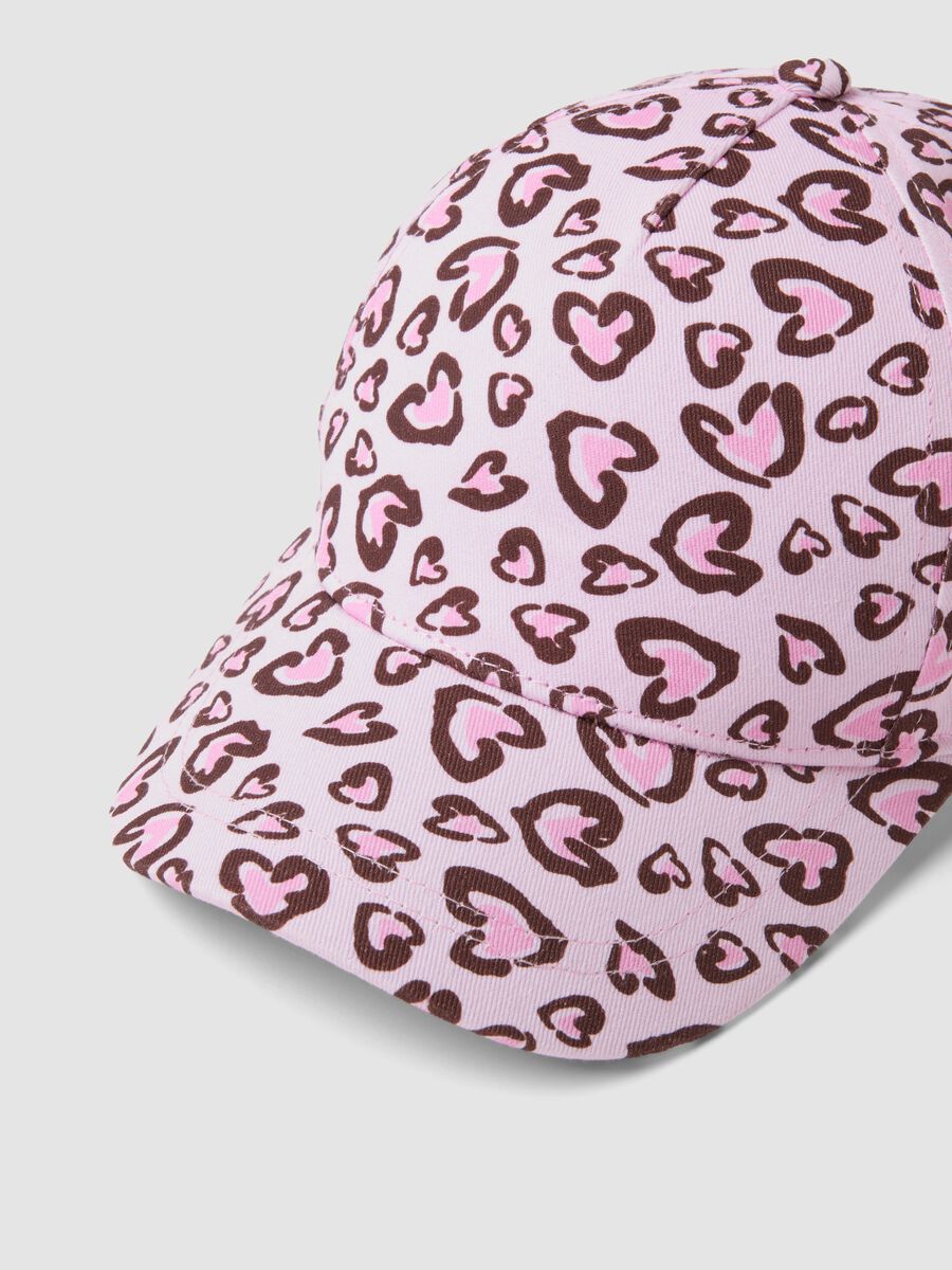 Cappello da baseball in puro cotone multicolor da bambina con cuori_1