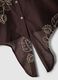 Regular Fit Brown Lyocell Blend Shirt with Floral Embroidery_5