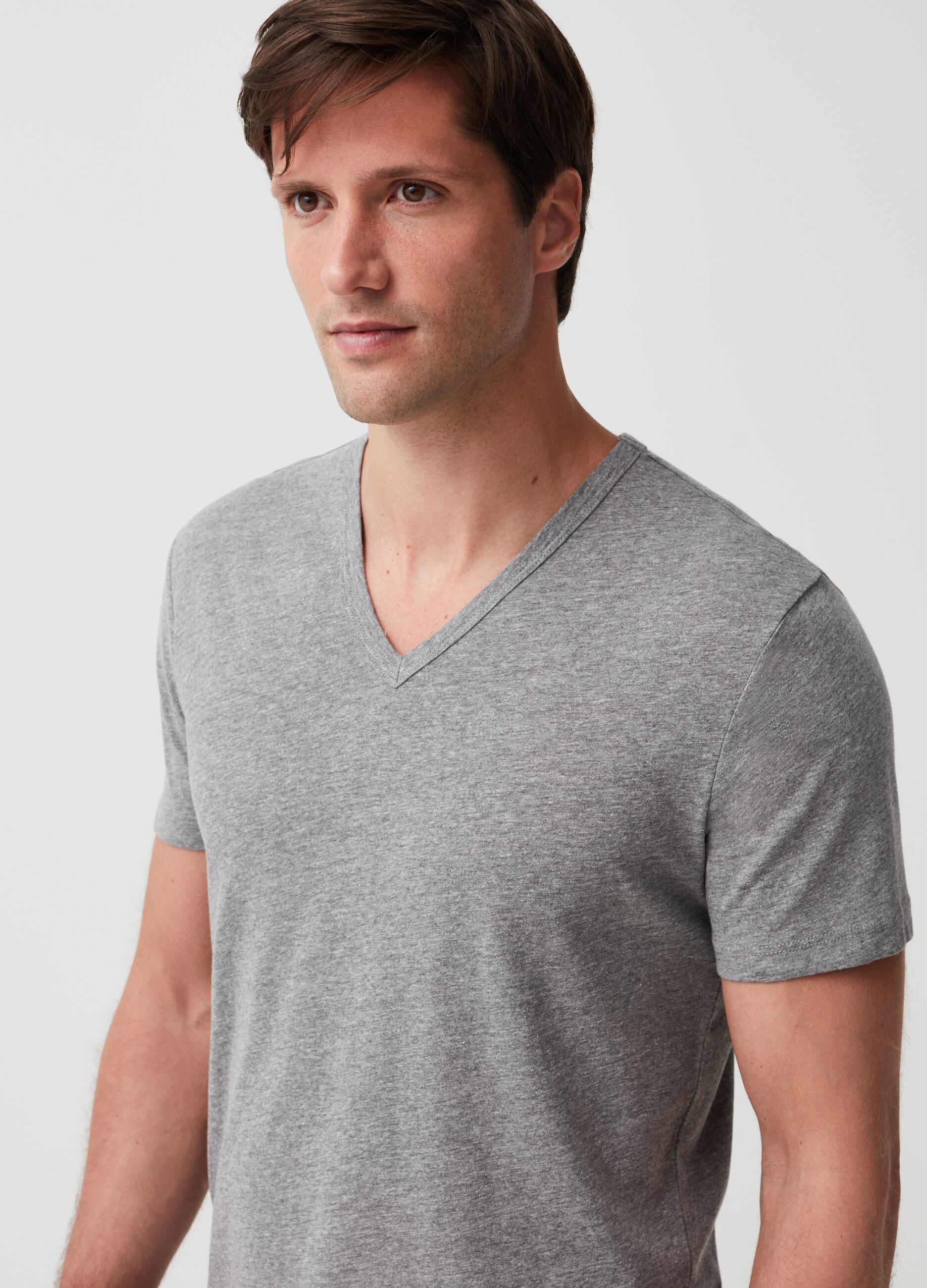 Two-pack jersey undershirts with V neck