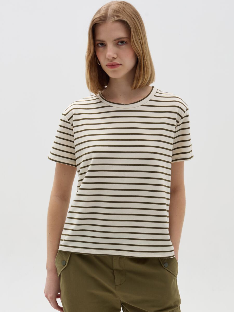 T-shirt in cotone a righe_1
