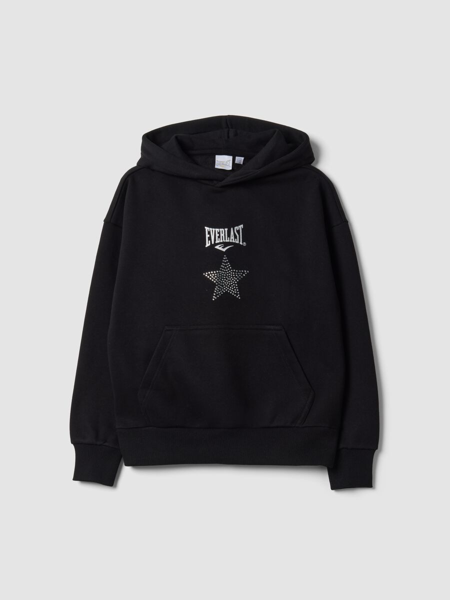 Black cotton-blend hoodie for girls, regular fit_0