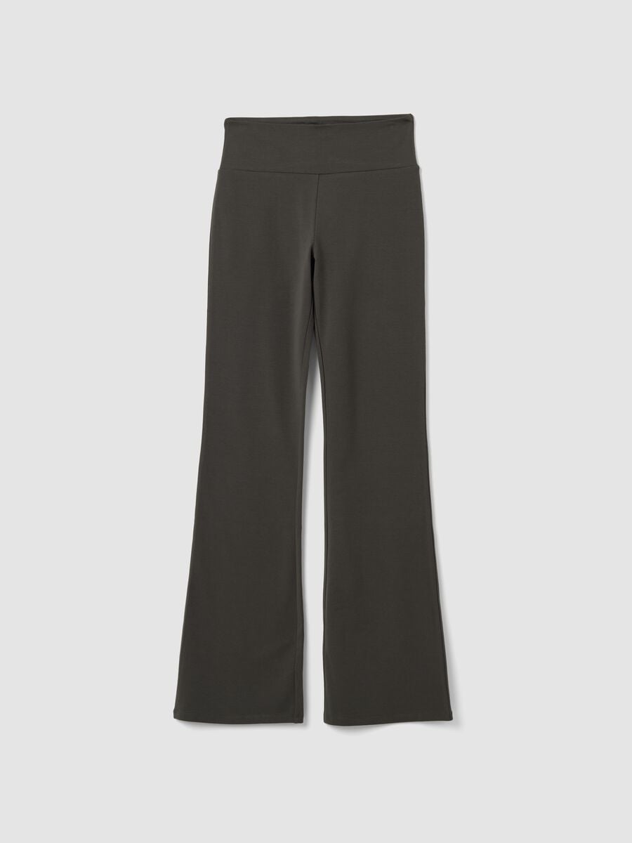 Pantaloni flare grigi in cotone elasticizzato_4