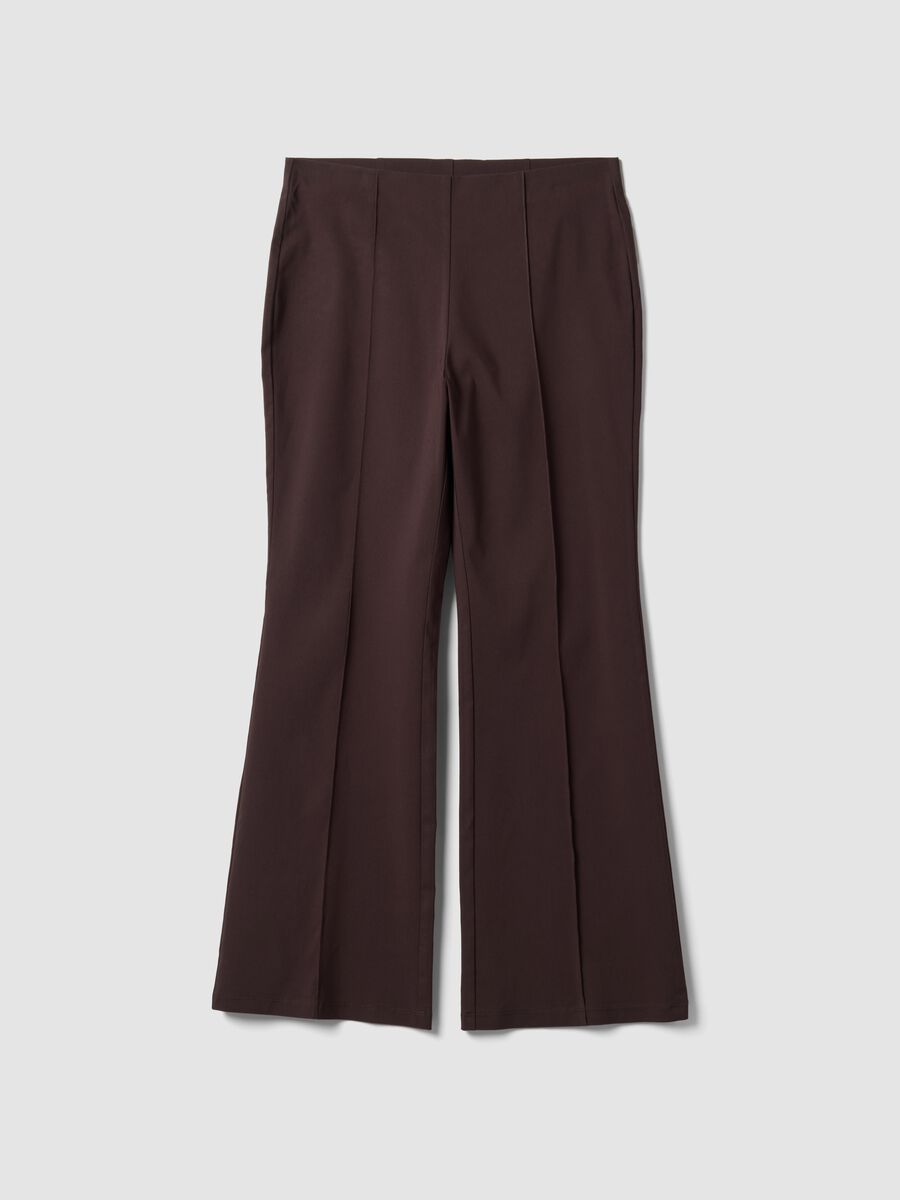 Pantaloni marroni flare fit in viscosa elasticizzata_0