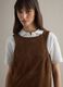 Sleeveless brown dress in genuine leather_3