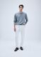 White Stretch Cotton Slim Fit Trousers_0